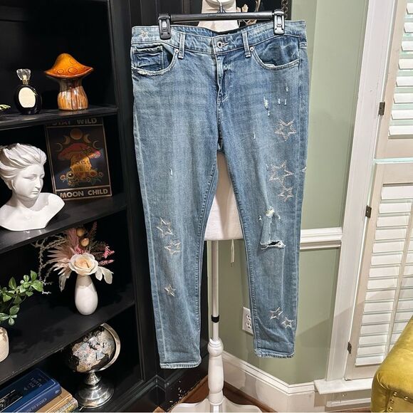 Lucky Brand Mid-Rise Skinny Jeans with Star Embroidery | Size 10/30 - Picture 1 of 14
